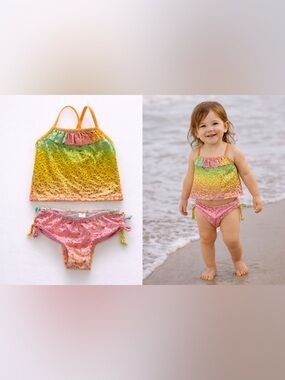 Pink‎ Platinum Baby Girl Rainbow Two-Piece Set | Gold Foil Cheetah | 18 Months